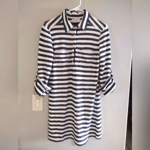 Max Studio Women's Weekend Dress Size Large Blue Stripes and White